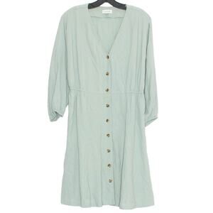 Calvin Klein Shirt Dress Cottage Boho Gauzy Romantic Minimalist Earthy Sage 6